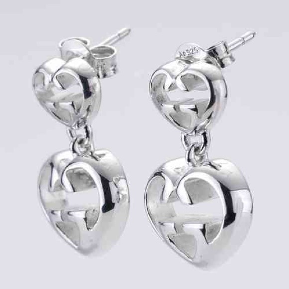 Gucci Love Britt Double Heart Drop Earrings - Picture 1 of 6